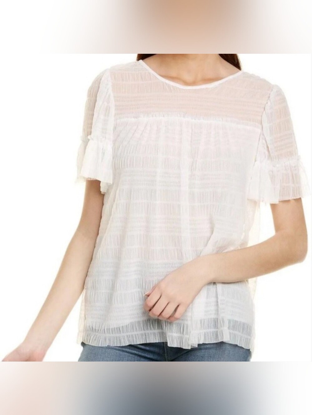 Max Studio Mesh Lace Blouse in Ivory NWT